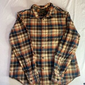 Eddie Bauer Men's Casual Plaid Shirt - Orange, Blue, Cream